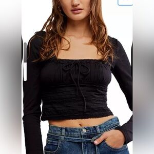 Free People Scarlet smocked Long Sleeve Top SZ XL